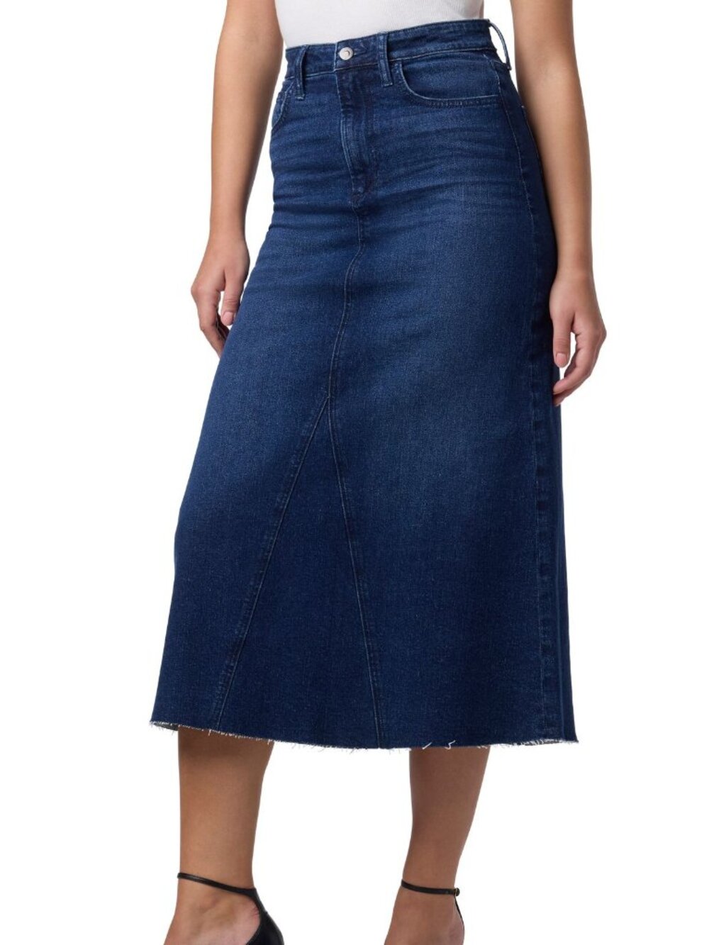 Joe's Jeans Maxi Skirt 29 November Rain Dark Wash Denim A-Line Raw Hem